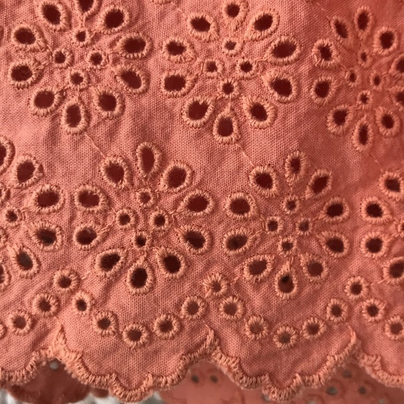 J. Crew Eyelet Tiered Ruffled Mini Skirt in Clay Pink | Size 0 - Picture 4 of 5